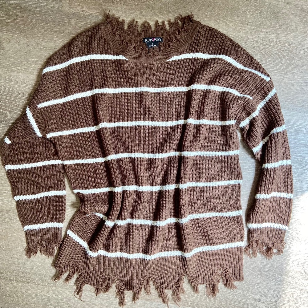 Brown and White Stripped Sweater
